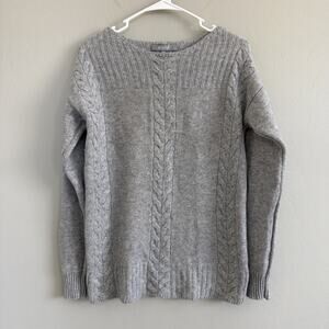 Marled Clothing 100% Cashmere Cable Knit Sweater Sz M Gray Crewneck Lightweight